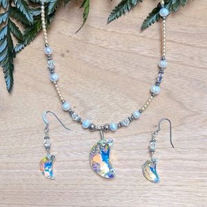 Crystal Moon Boho Necklace and Earring Set